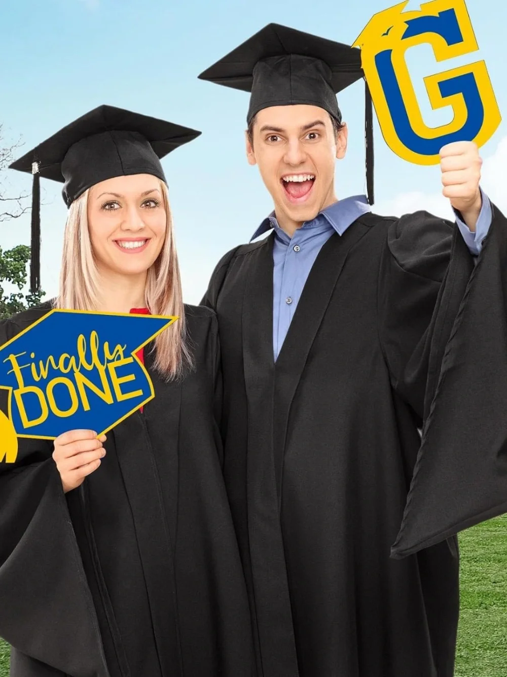 Graduation Yard Sign Set - Blue & Yellow 2026 GRAD
